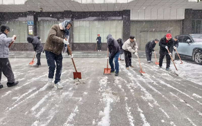 机关党员们积极投身扫雪除冰。周映锴摄