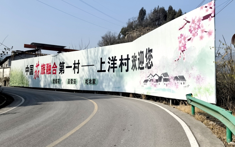 上洋村路口的展示牌。