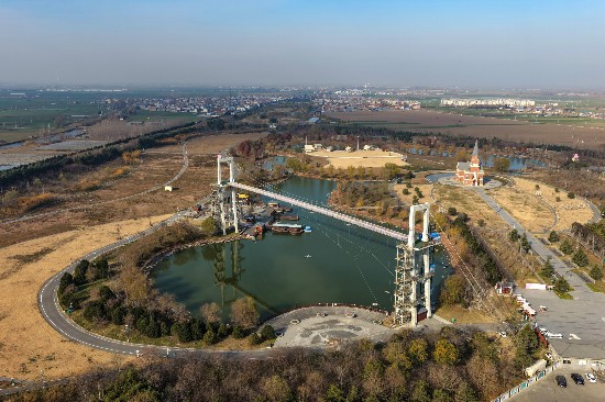 航拍的濉溪县柳孜文化园。